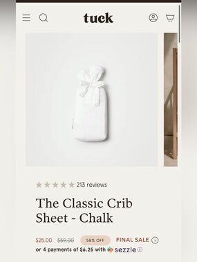Tuck Classic Crib Sheet in Chalk